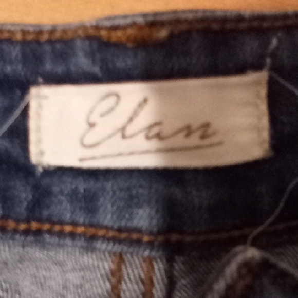 Elan Blue Jean Shorts with Distressed Fringe - Picture 2 of 3